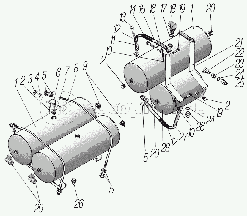 Установка воздушных баллонов для автомобилей 4320-0000110-71, 5557-0001152-70И03, 55571-0001121-70И03