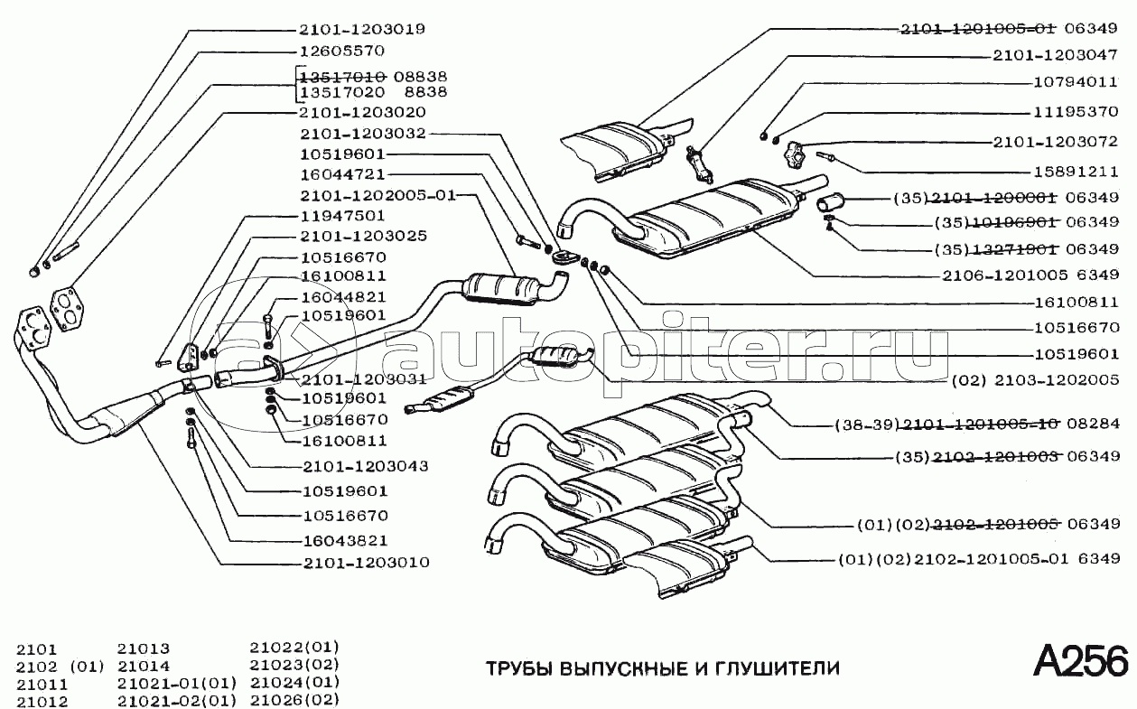 Схема выхлопной системы 2104 инжектор