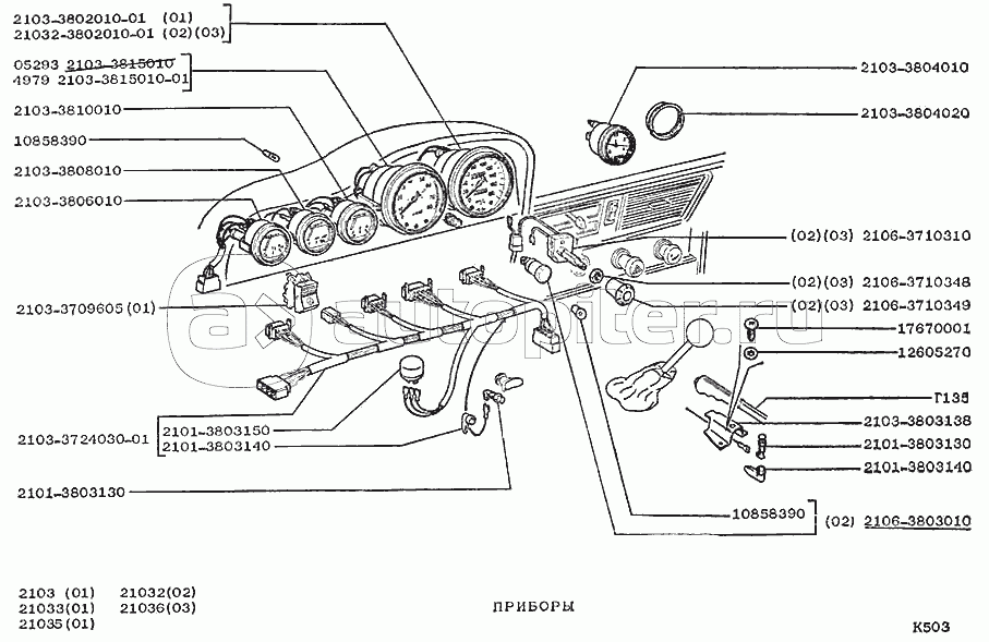 Приборы ваз 2103