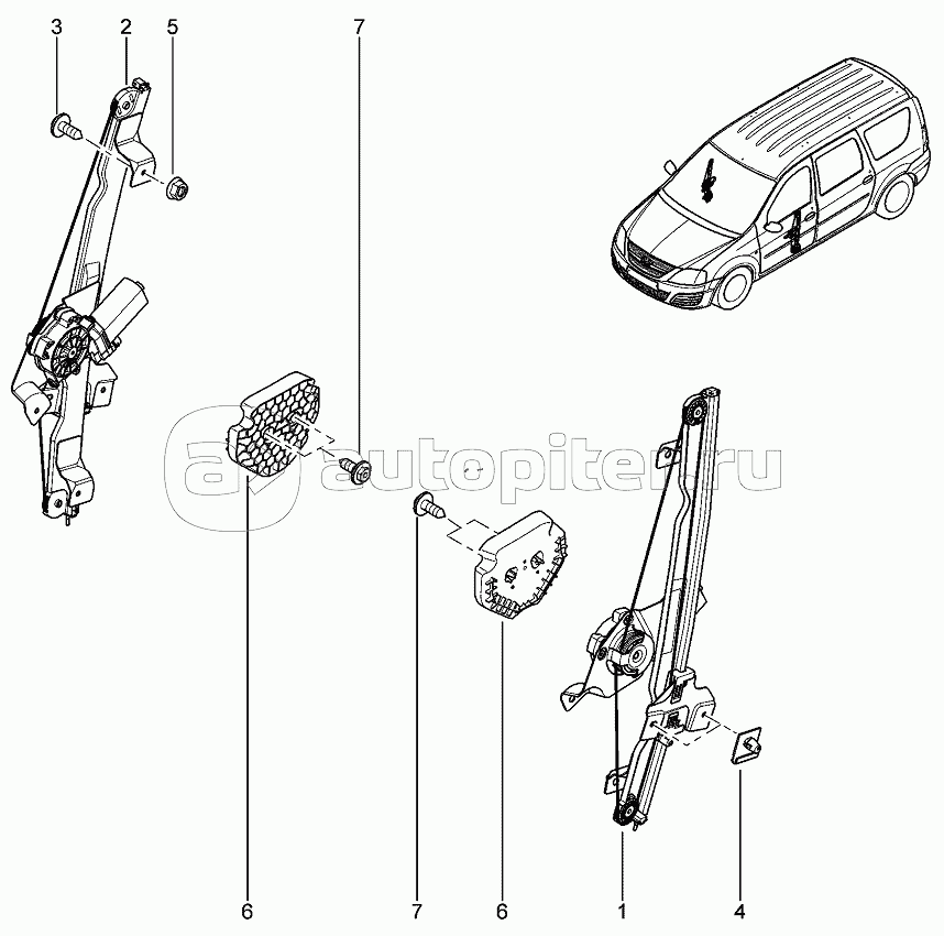 Электрический стеклоподъемник передних дверей