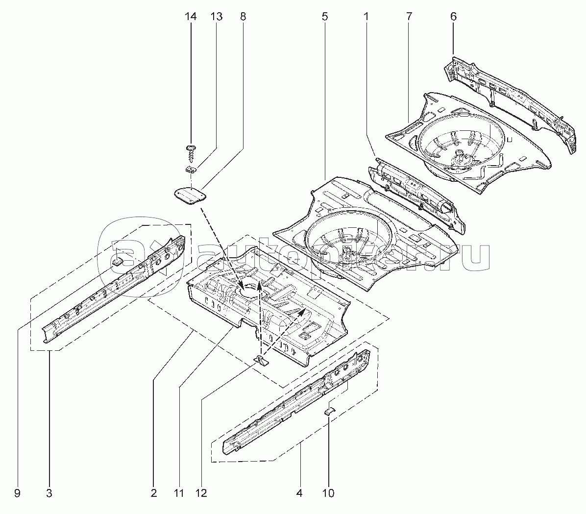 414111. ПАНЕЛЬ СРЕДНЕГО И ЗАДНЕГО ПОЛА СGD, КGD