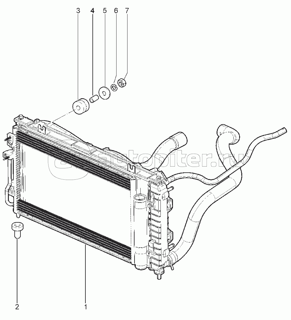 190210. РАДИАТОР СИСТЕМЫ ОХЛ.ДВИГАТЕЛЯ (16 КЛ, BVA5)