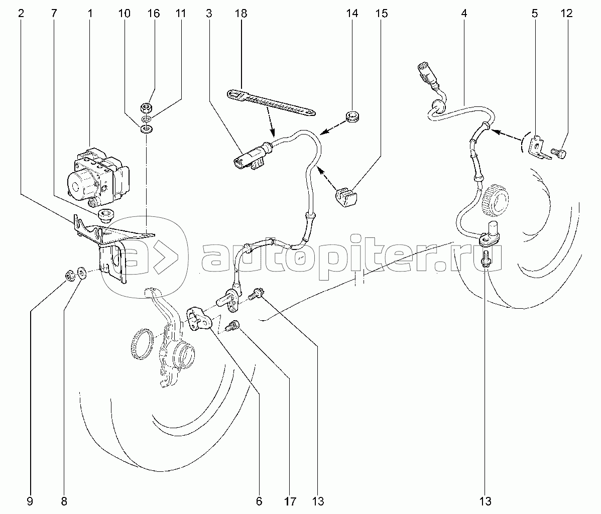 347110. Гидроагрегат и датчики скорости колес