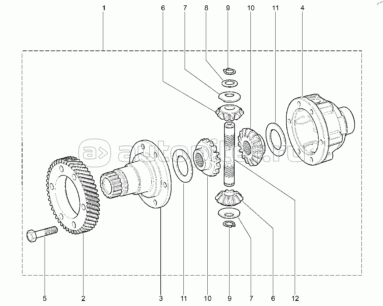 235110. Дифференциал коробки раздаточной (деталировка)