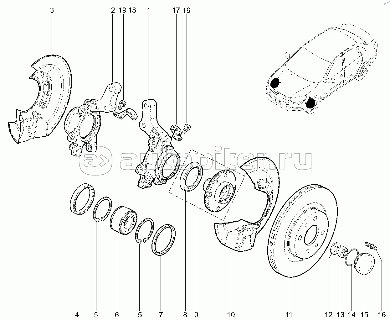 330010. Ступица переднего колеса, диск тормоза
