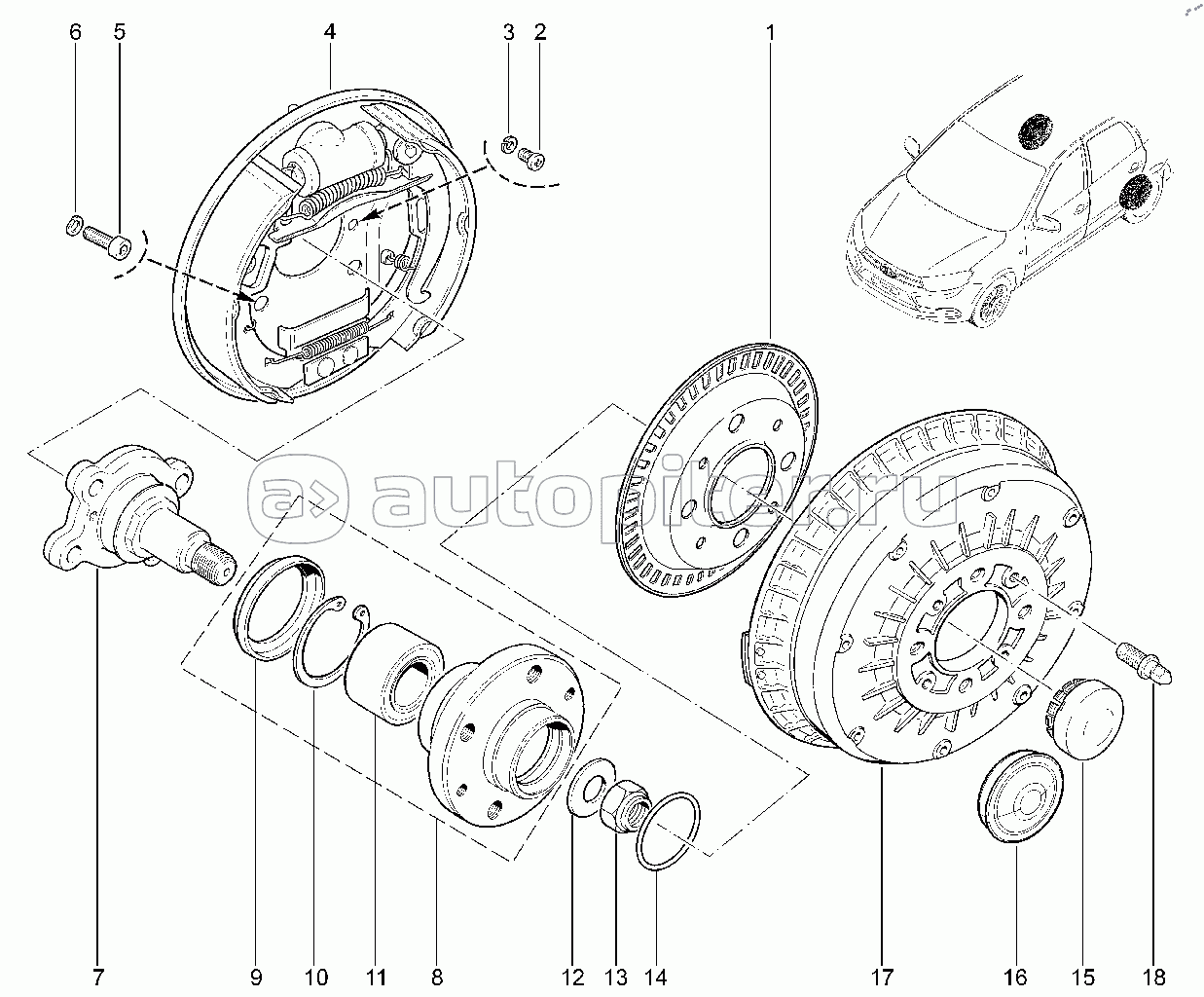 330110. Ступица и барабан заднего тормоза