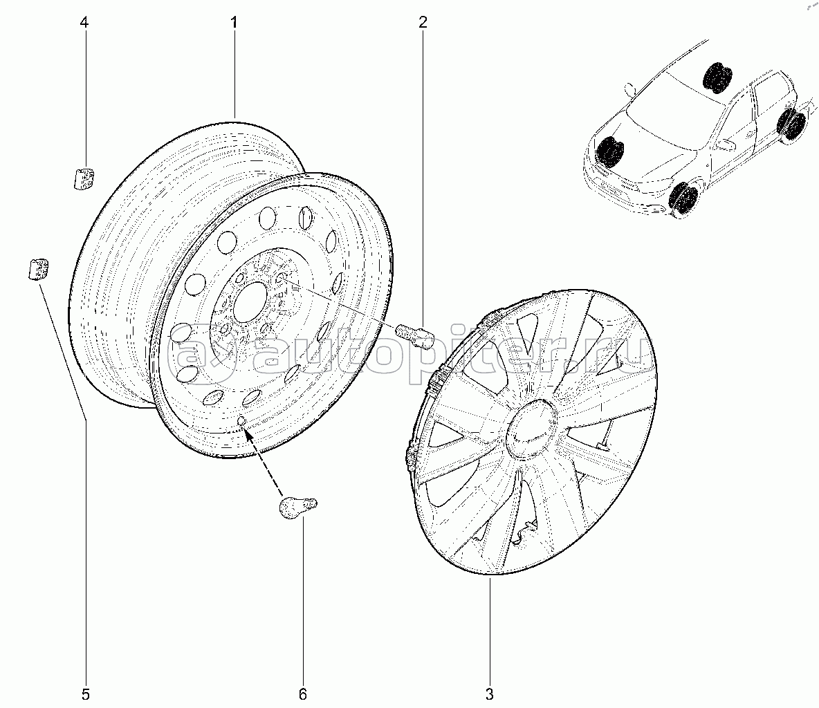332020. Диск колеса штампованный 14", колпак