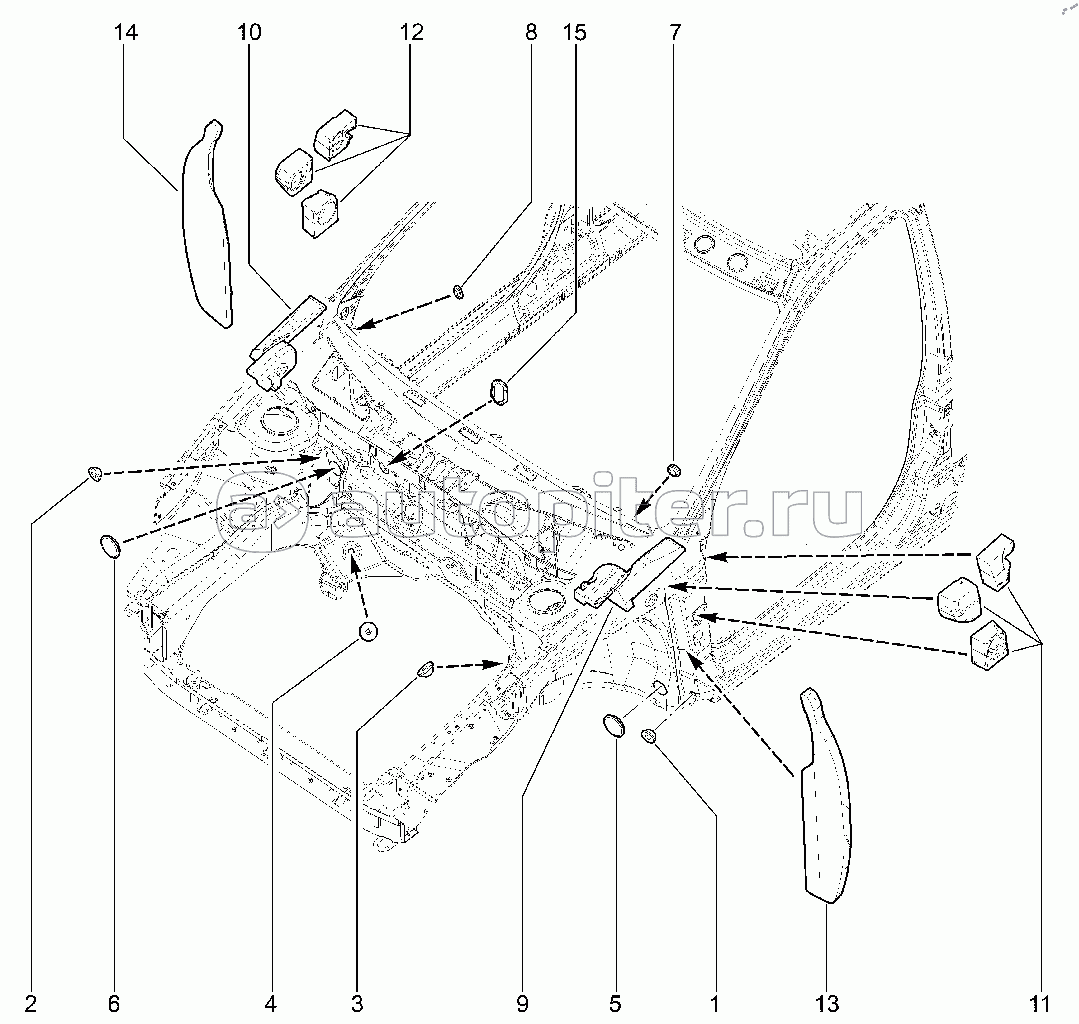 564110. Уплотнители, заглушки щитка передка