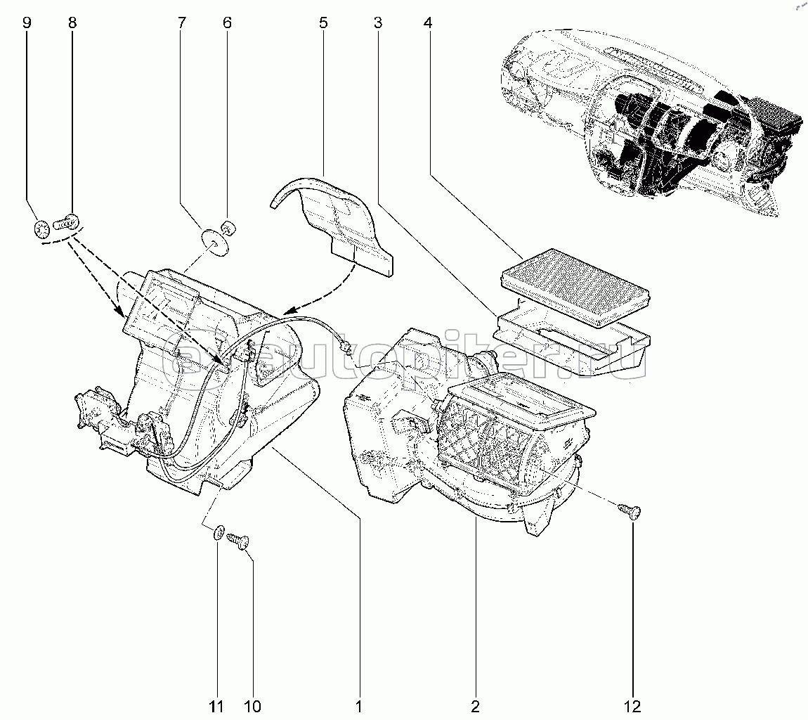 601110. Отопитель с кондиционером с ручным управлением