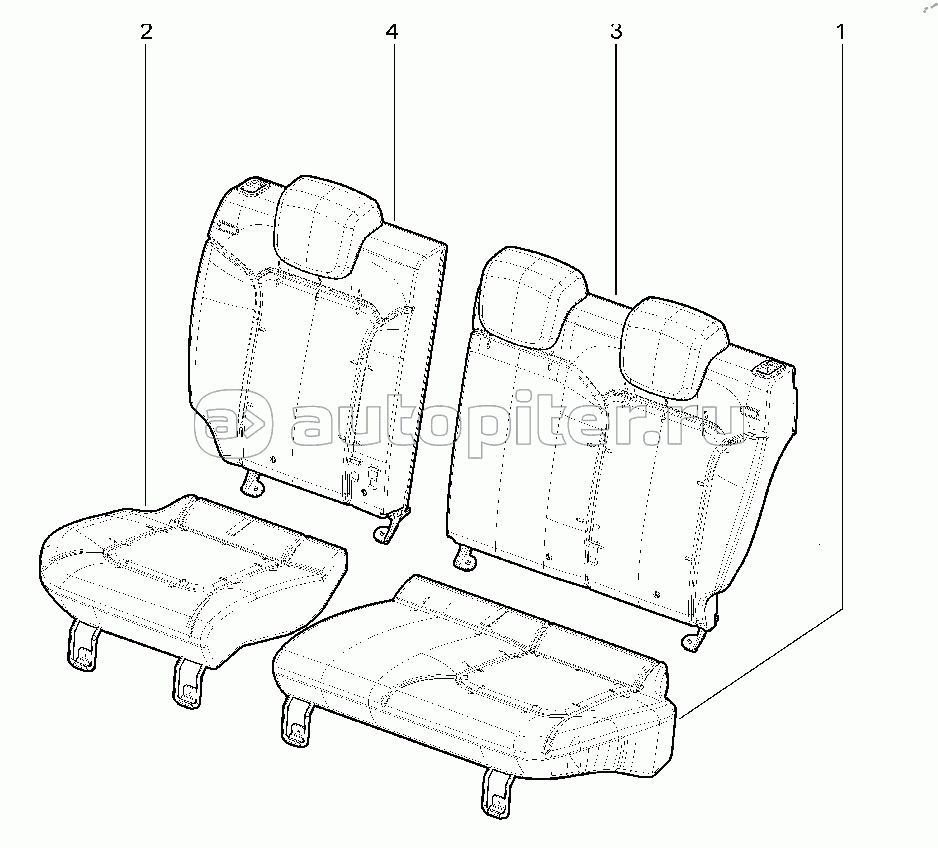 712310. Подушка, спинка задних сидений (40/60 3 подголовника)