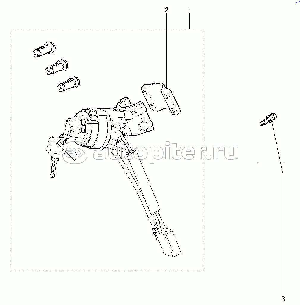 821210. Комплект выключателя зажигания с тремя цилиндрами до 30.07.2018