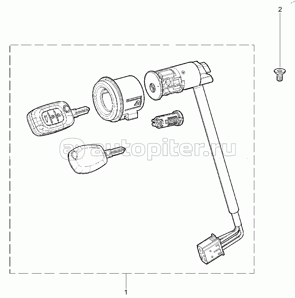 821810. Комплект выключателя зажигания с одним цилиндром, ключ с ПДУ (FL) c 30.07.2018