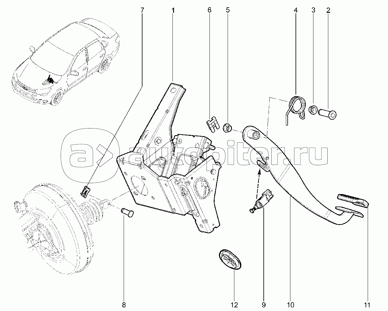 Педаль тормоза (авто. с роботизированной, автоматической КПП)