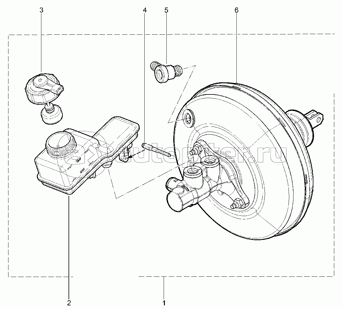 Усилитель тормозов вакуумный (деталировка)