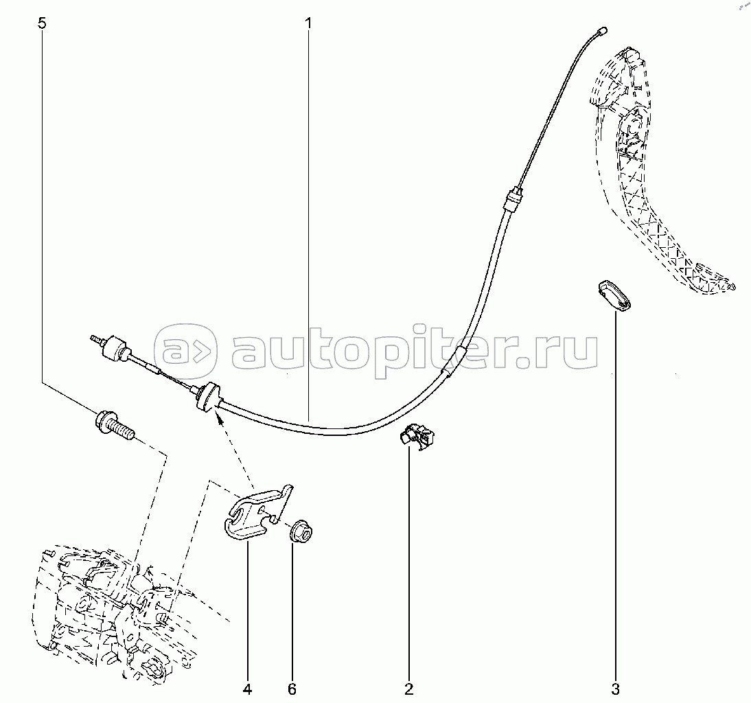 205110. Трос привода сцепления (K7M-пятиместный)