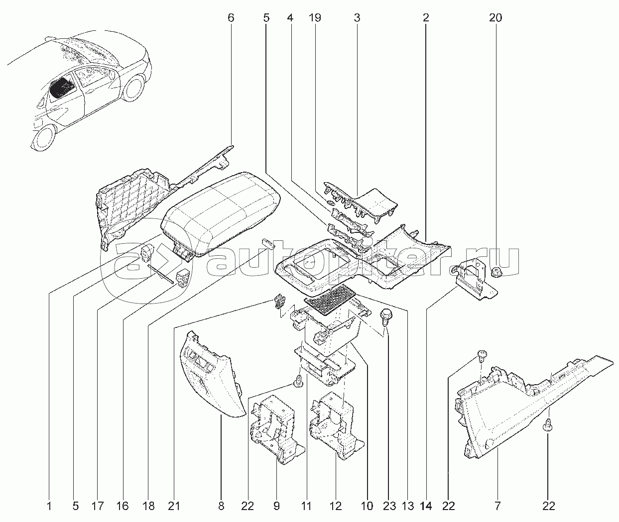 583210. ОБЛИЦОВКА ТОННЕЛЯ ПОЛА ЗАДНЯЯ С ПОДЛОКОТНИКОМ