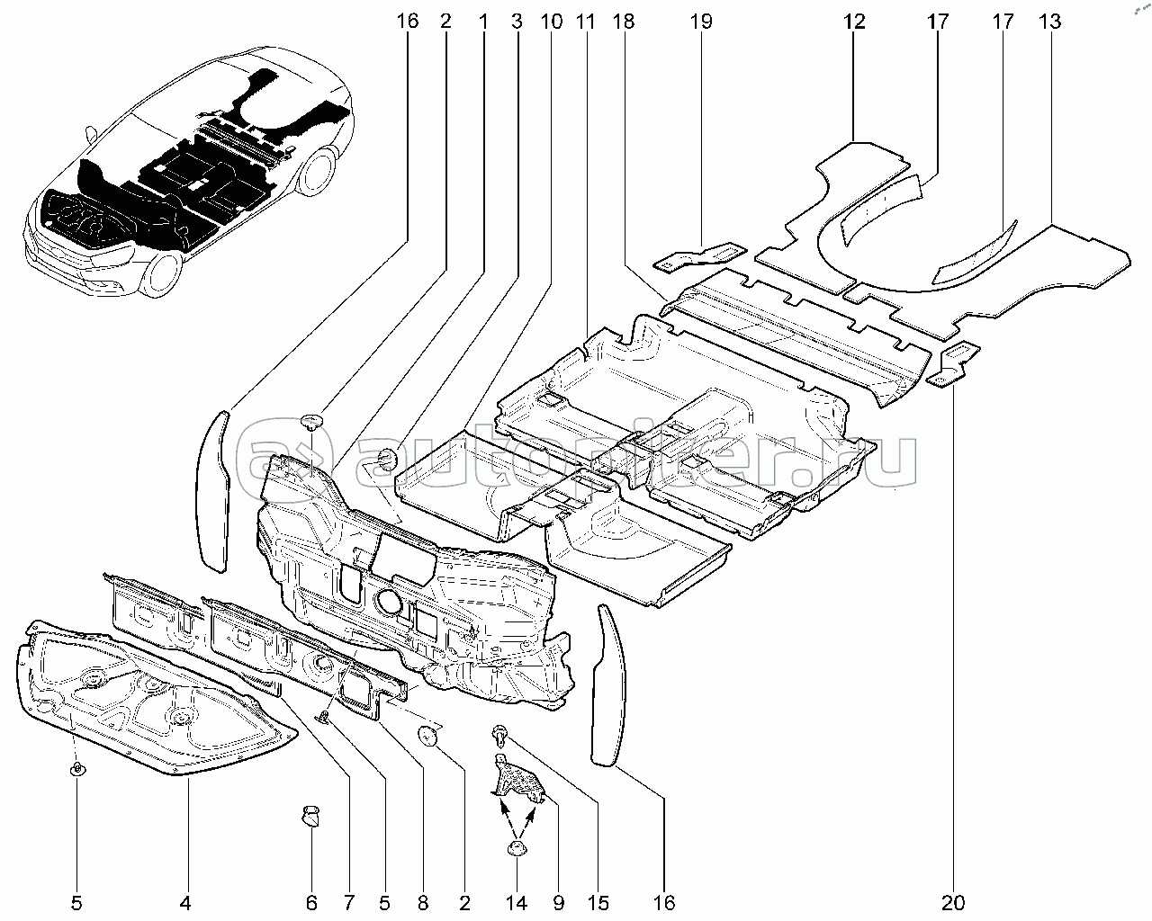 560110. Шумоизоляция пола, мотора (седан)