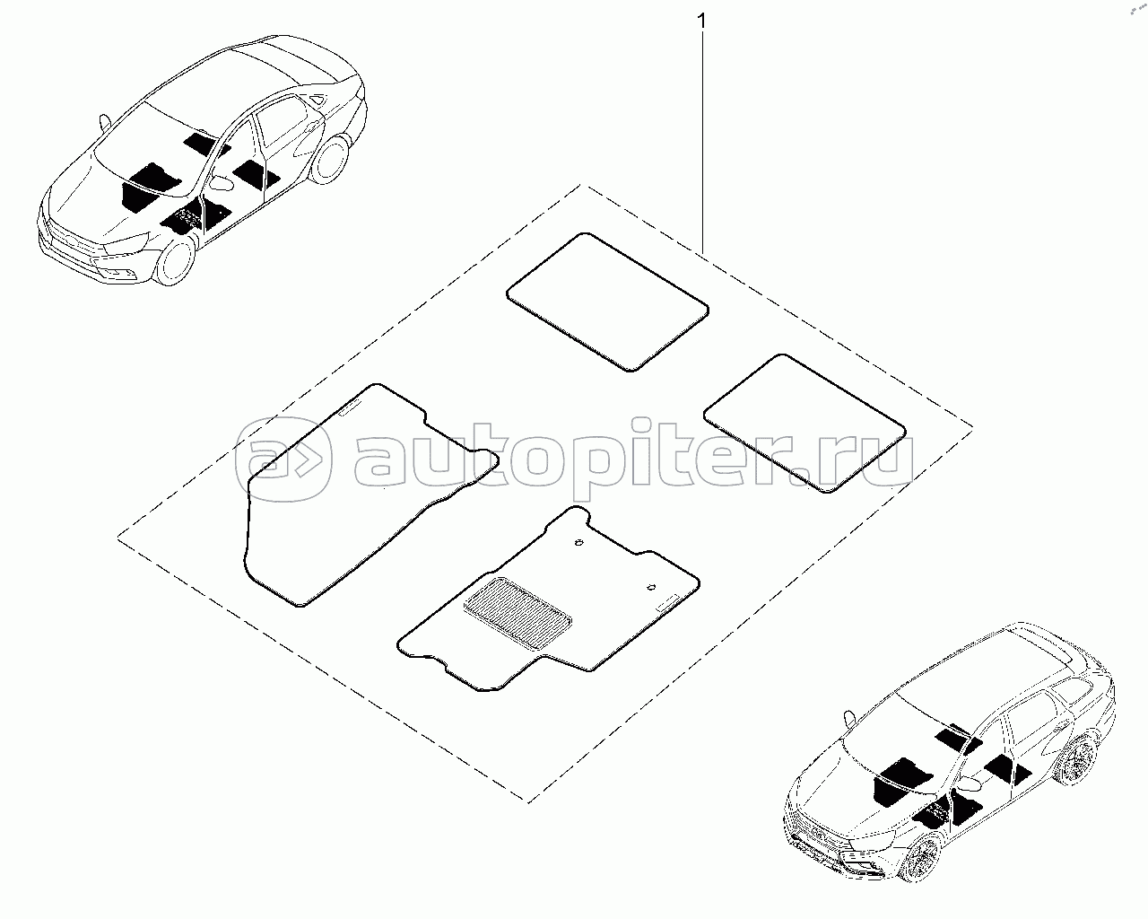 562110. Комплект комбинированных ковриков в салон (суперлюкс)
