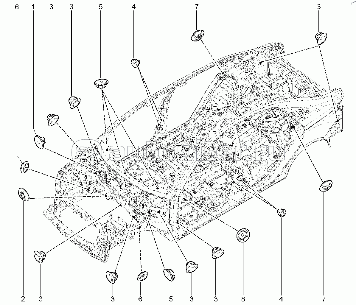 564110. Уплотнители, заглушки щитка передка