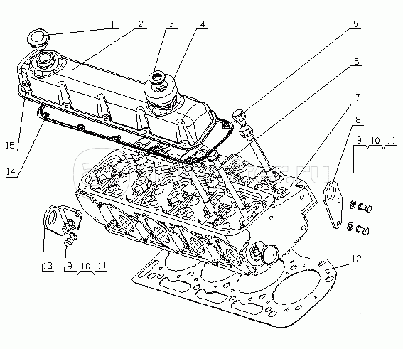 E12D6-1003000 Головка цилиндров и крышка головки цилиндров в сборе