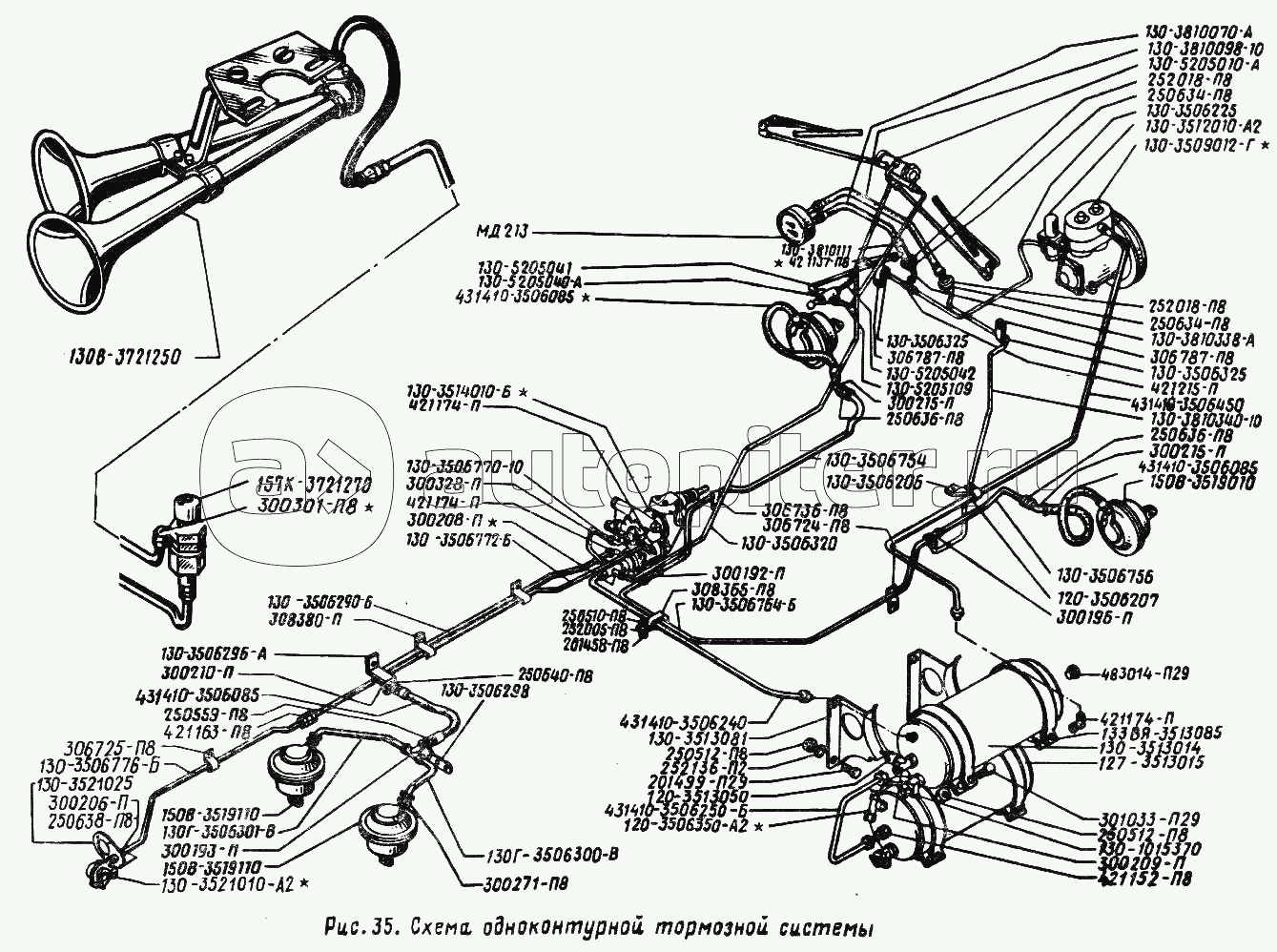 Схема тормозной системы зил 130